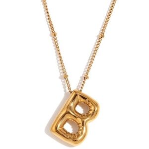 B Alphabet Bubble Letter Necklace Balloon Initial Gold Initial Jewelry